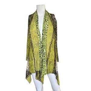 Mona Leah Couture Womens Cardigan Drape Front Colorful Animal Print Size Large L